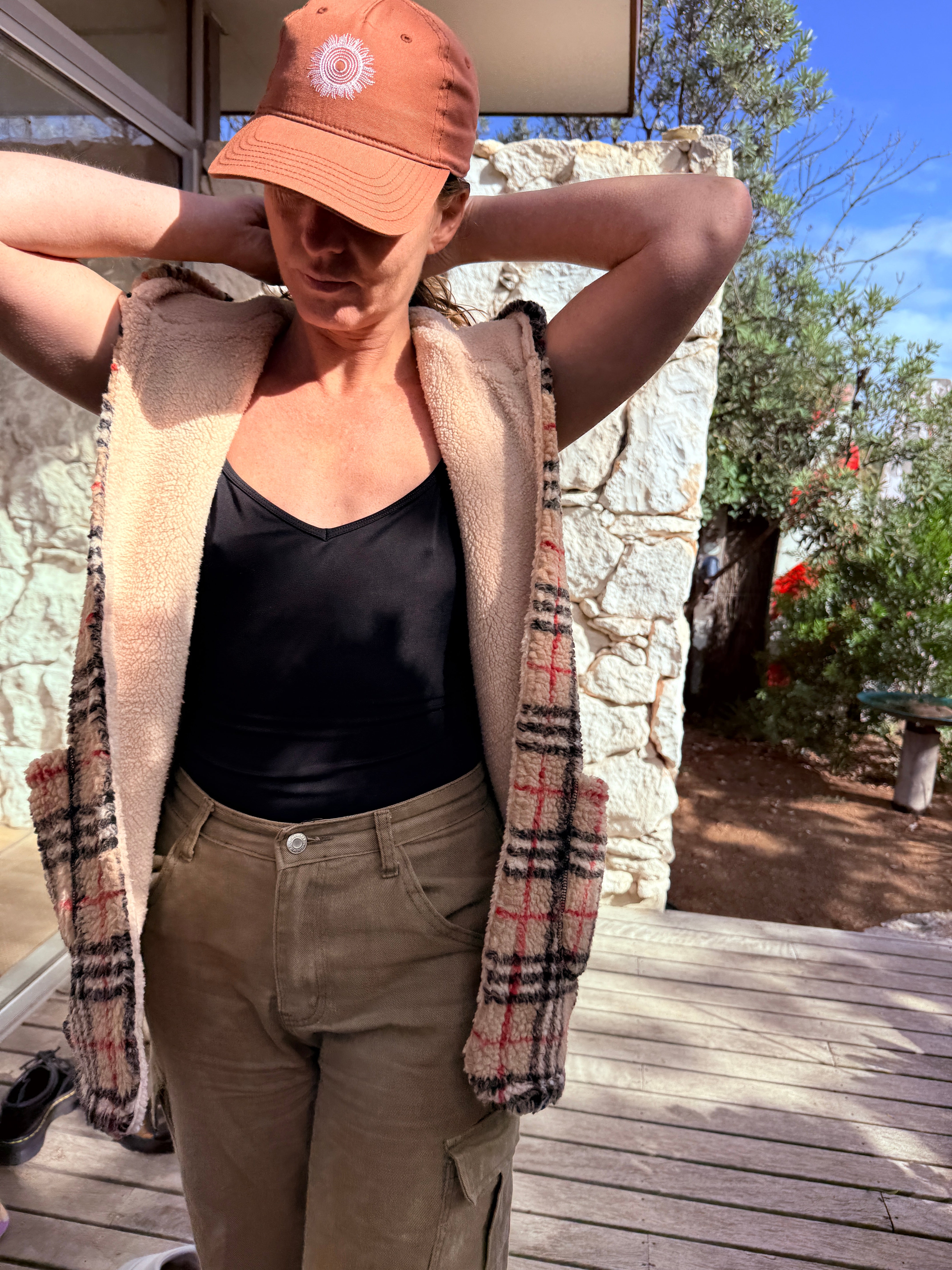 Cattlegirl Jacquard Vest with Sherpa Lining