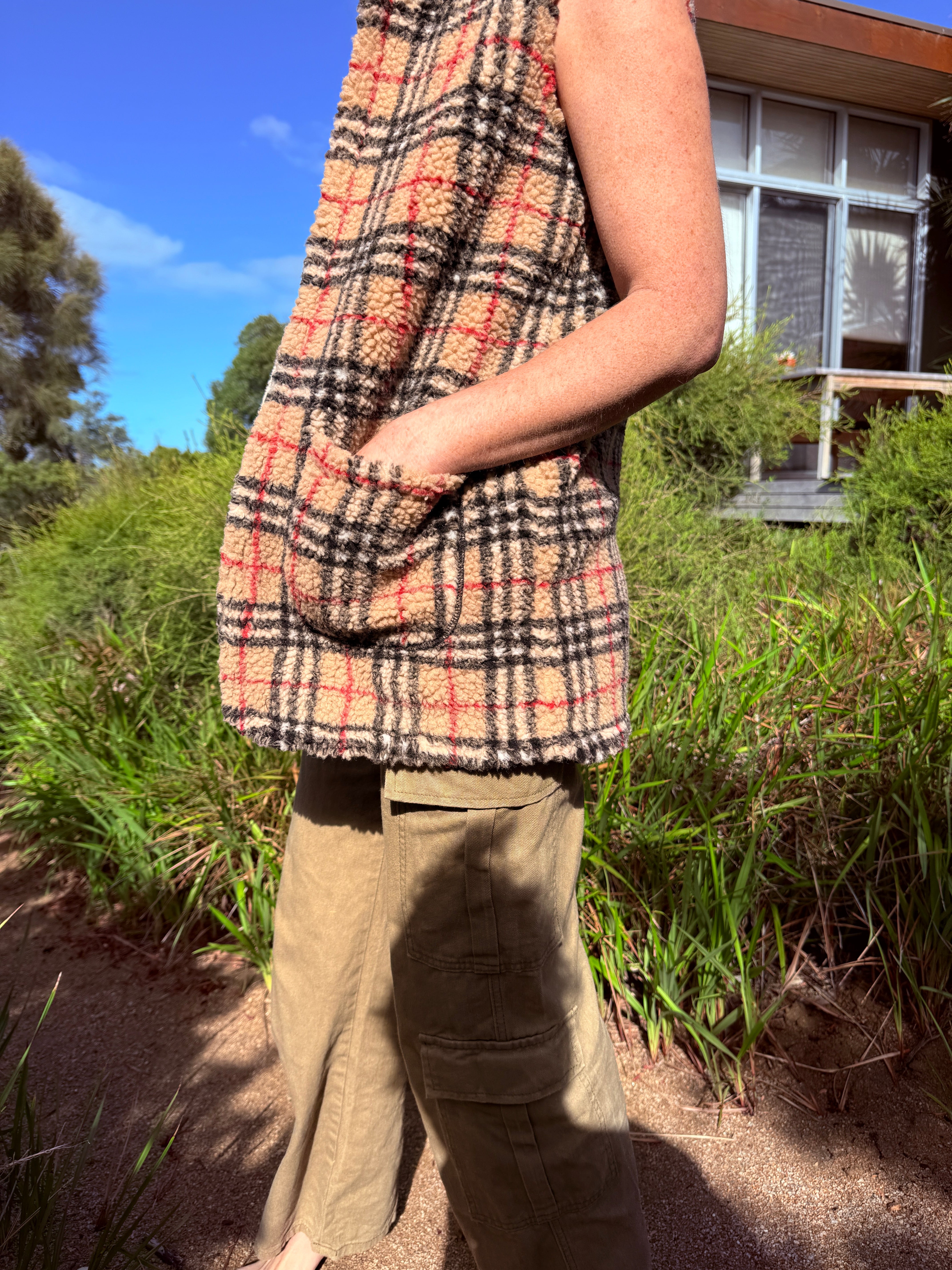 Cattlegirl Jacquard Vest with Sherpa Lining